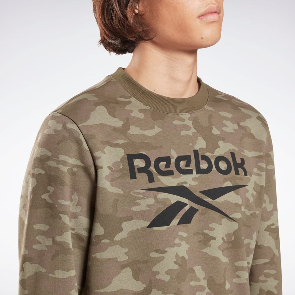 Army Green Reebok Reebok Identity Camo Big Logo Crew Sweatshirt | HE8173