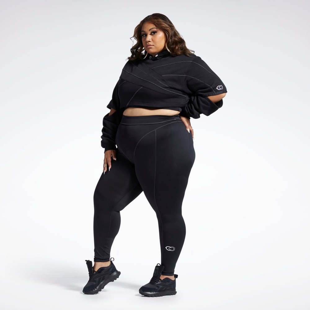 Black / Black Reebok Cardi B Knit Hoodie (Plus Size) | HS4304