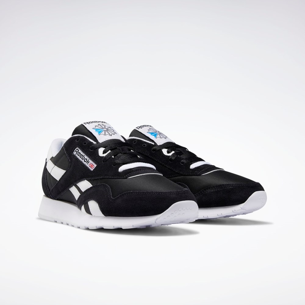 Black / Black / White Reebok Classic Nylon Shoes | FV1592