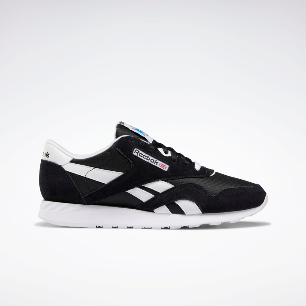 Black / Black / White Reebok Classic Nylon Shoes | FV1592