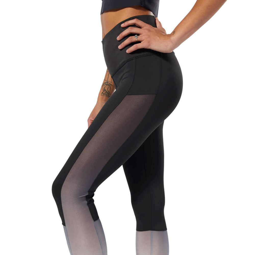 Black / Grey Reebok Yoga Ombre Leggings | DU4475
