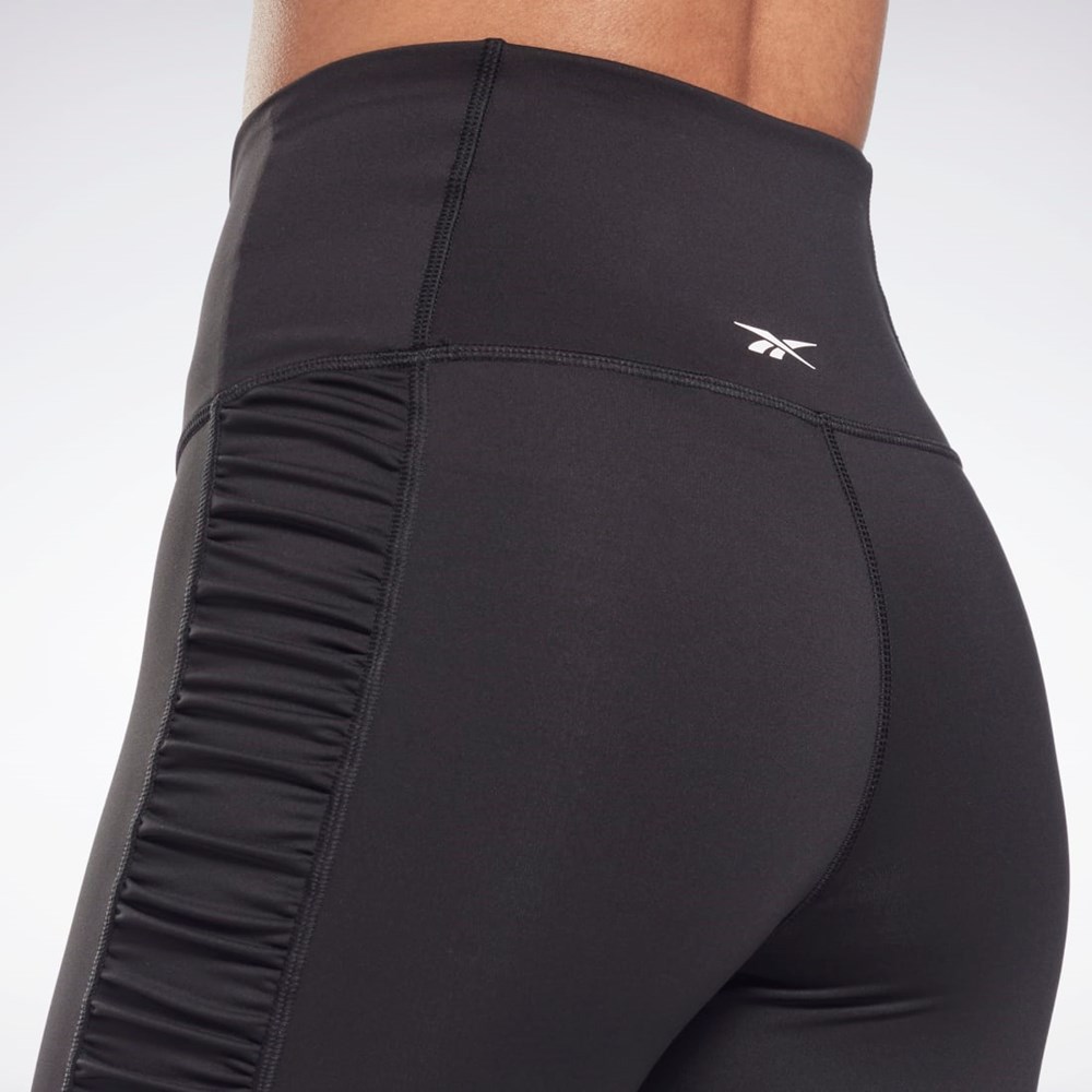 Black Reebok Bold High-Waisted Ruched Tights | H51837