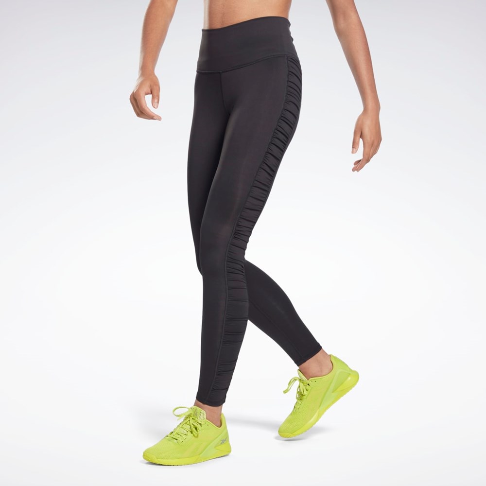 Black Reebok Bold High-Waisted Ruched Tights | H51837