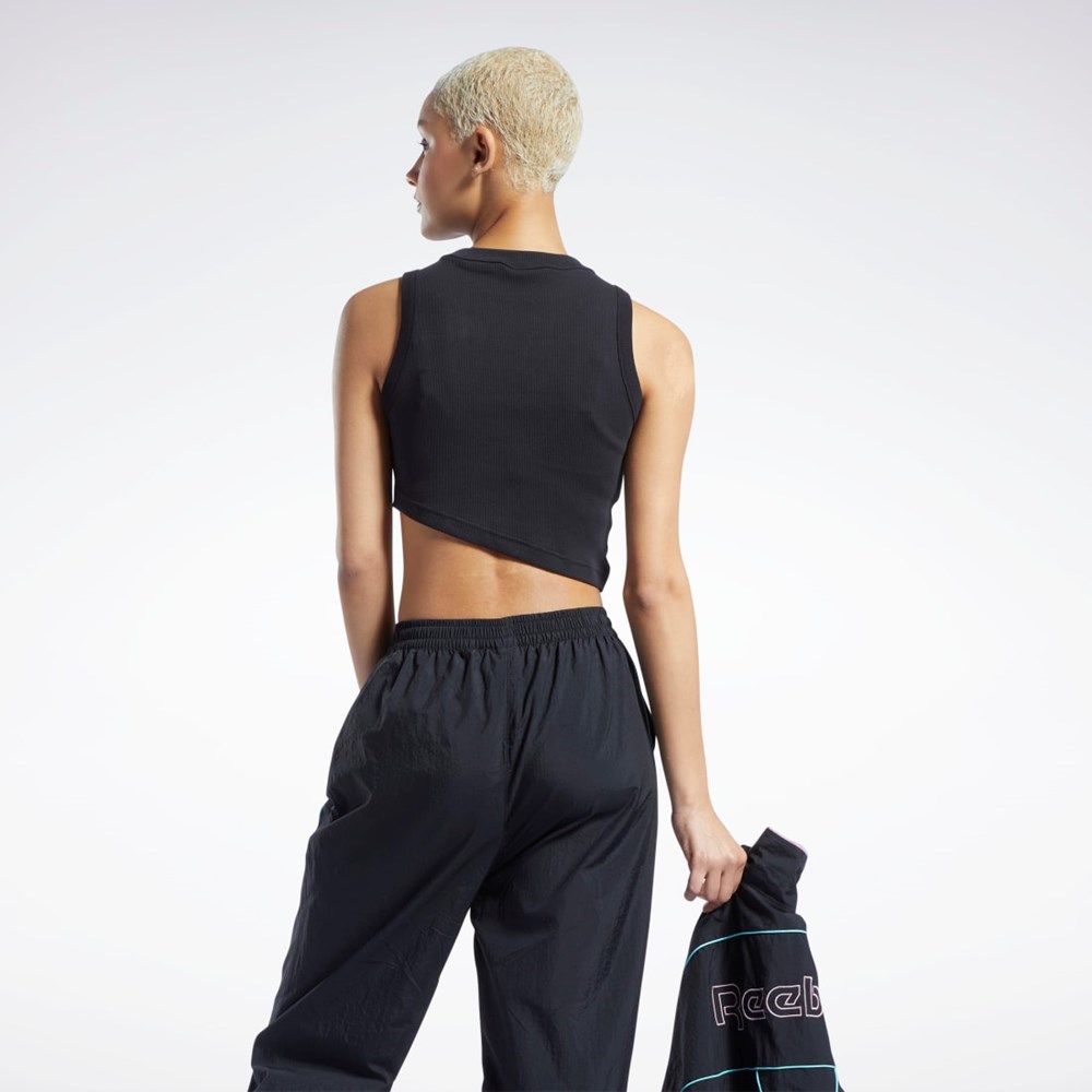 Black Reebok Classics Cropped Ribbed Tank Top | HH7375