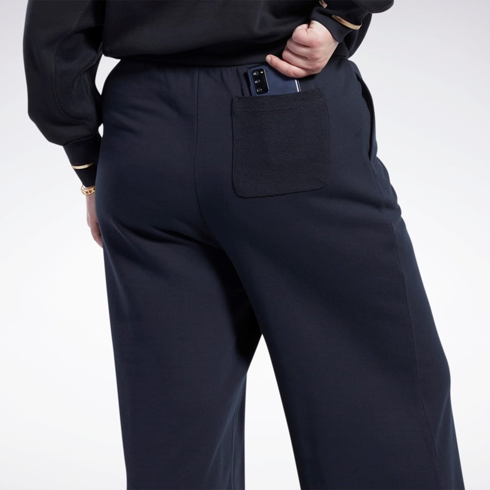 Black Reebok Classics Wide-Leg Pants (Plus Size) | HI2382