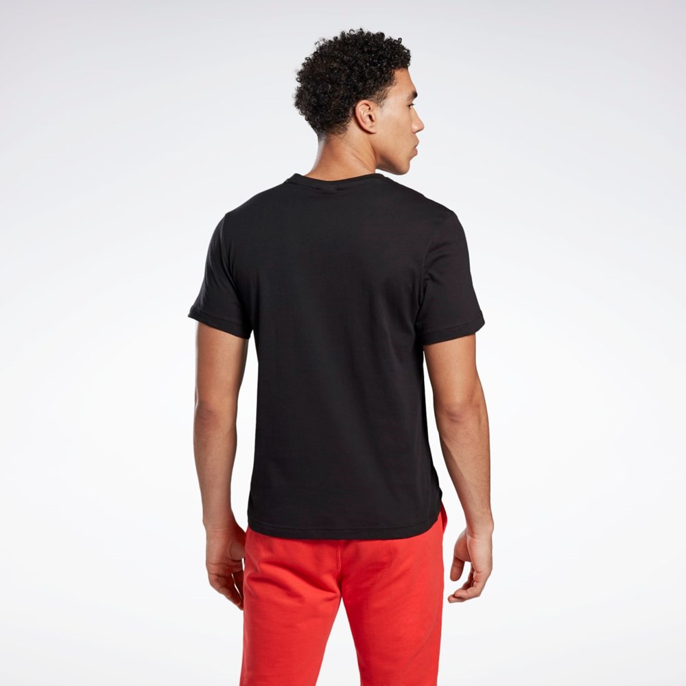 Black Reebok Graphic Series Reebok Stacked Tee | FP9150
