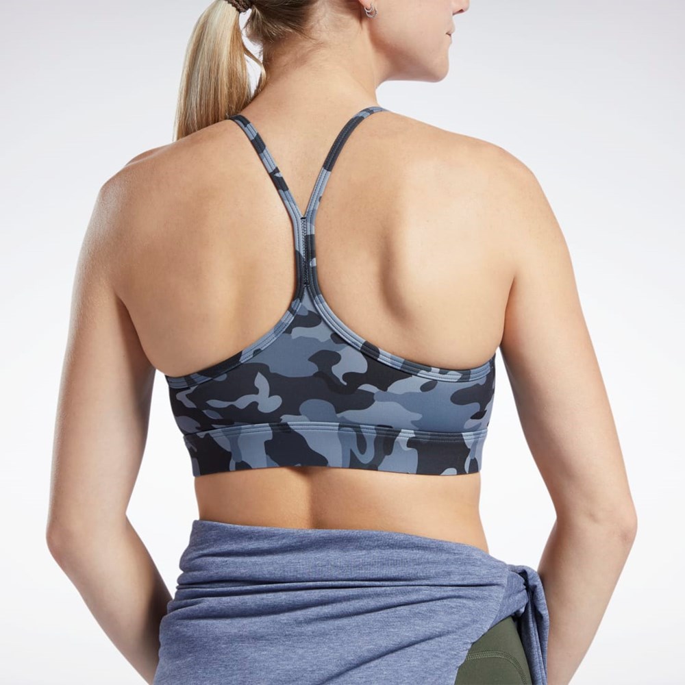 Black Reebok Lux Skinny Strap Camo Print Sports Bra | HE8168