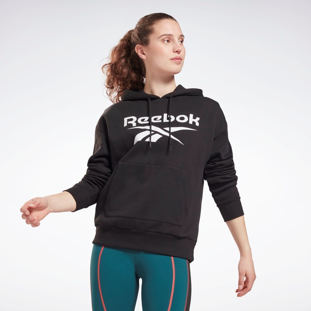 Black Reebok Reebok Identity Logo Fleece Pullover Hoodie | GS9392