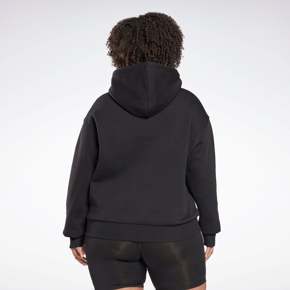 Black Reebok Reebok Identity Logo Fleece Pullover Hoodie (Plus Size) | HN4373