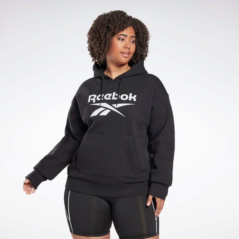 Black Reebok Reebok Identity Logo Fleece Pullover Hoodie (Plus Size) | HN4373