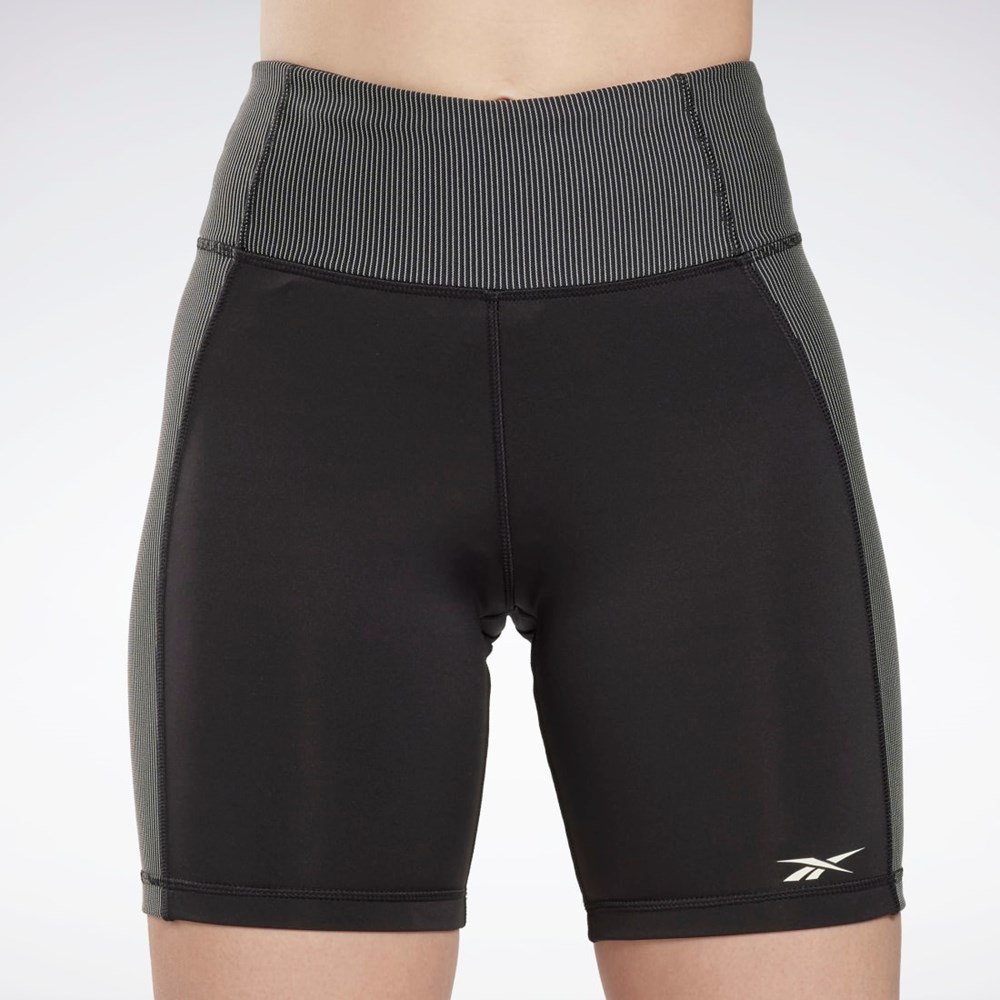 Black Reebok Rib High-Rise Leggings | HI6221