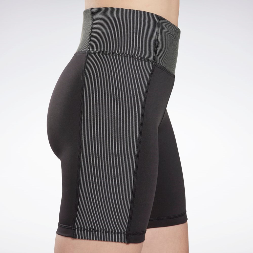 Black Reebok Rib High-Rise Leggings | HI6221