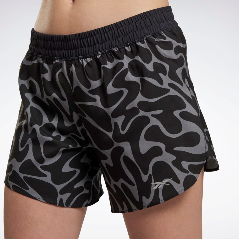 Black Reebok Running Printed Shorts | HH8020