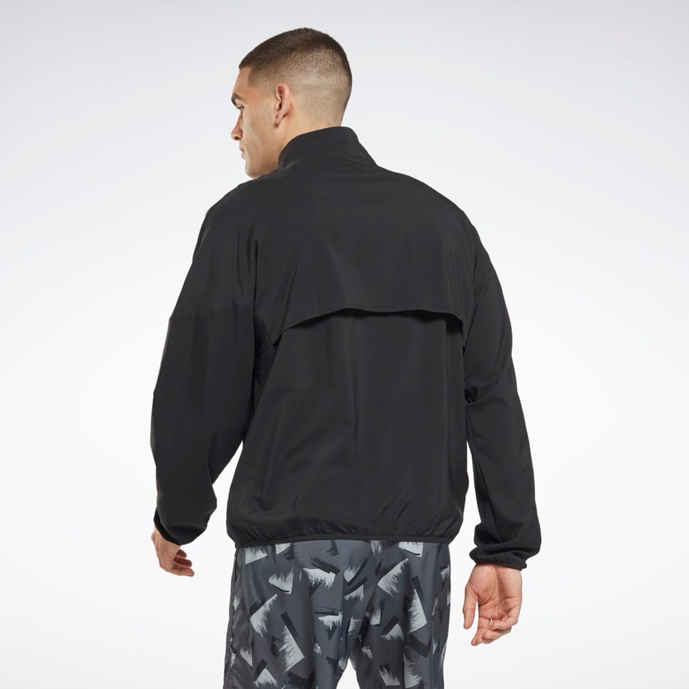 Black Reebok Running Woven Wind Jacket | HI0053