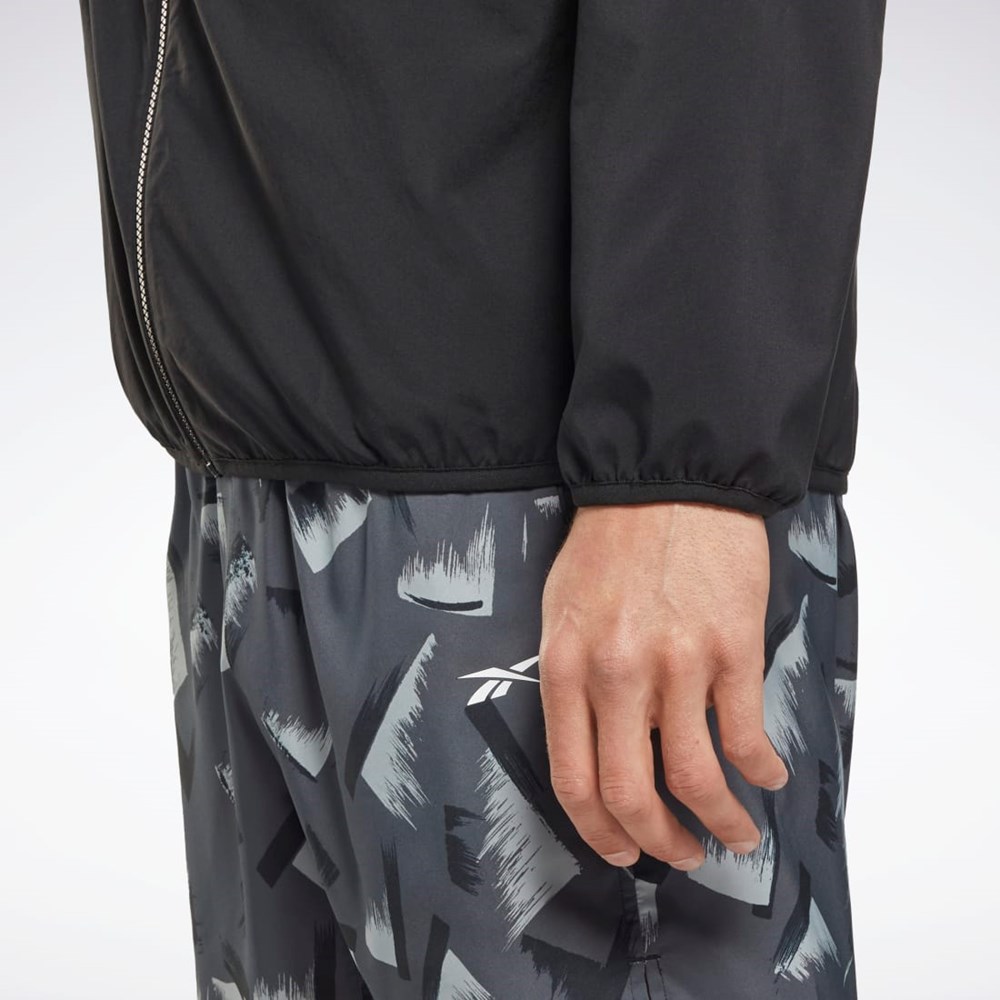 Black Reebok Running Woven Wind Jacket | HI0053