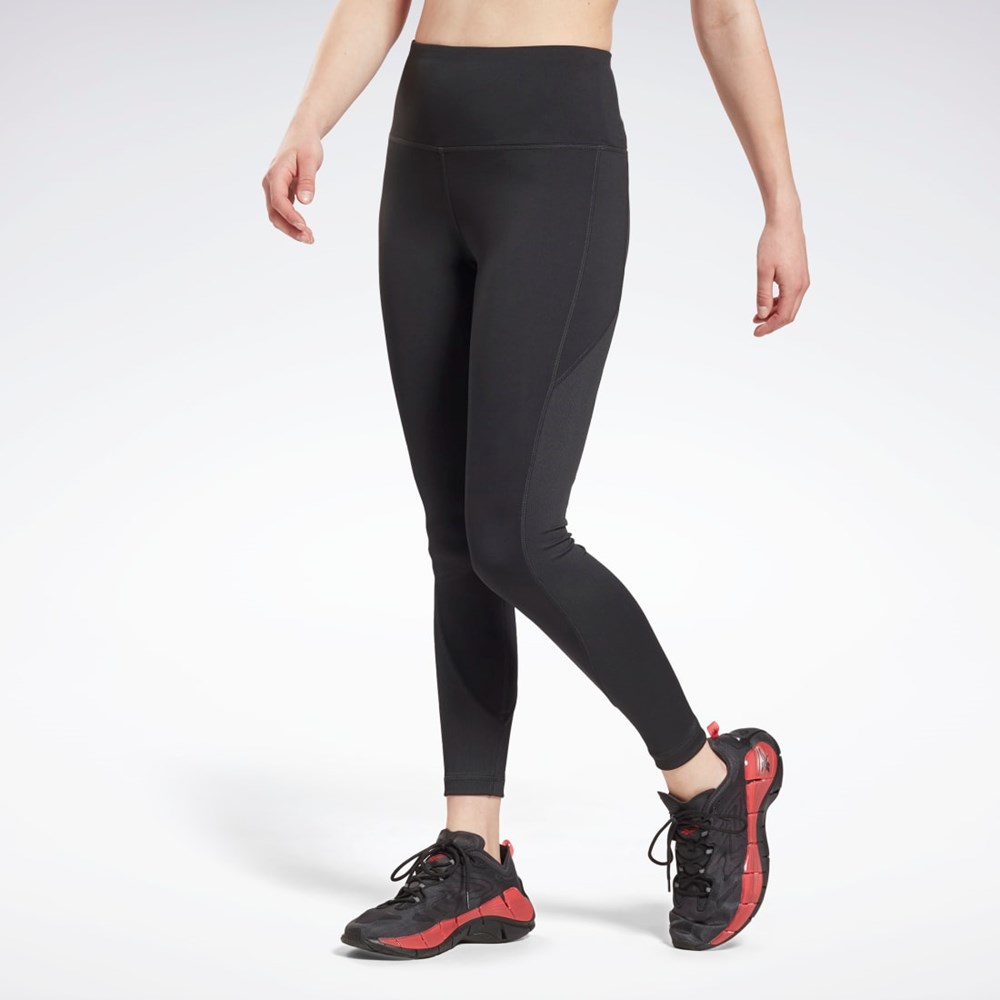 Black Reebok Workout Ready Rib High-Rise Leggings | GR9507