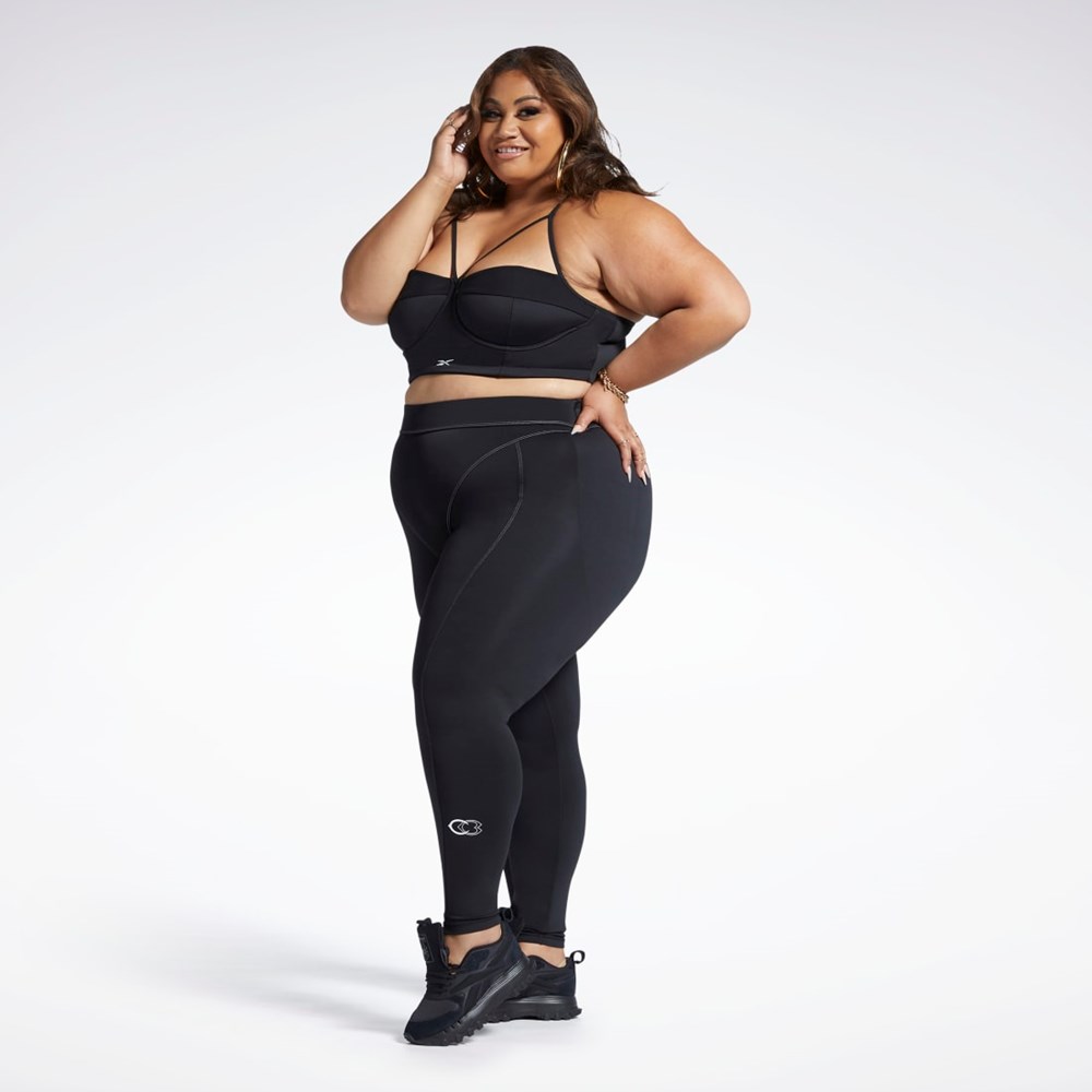 Black / White Reebok Cardi B Bralette (Plus Size) | HS4291