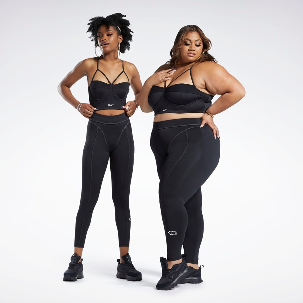 Black / White Reebok Cardi B Bralette (Plus Size) | HS4291
