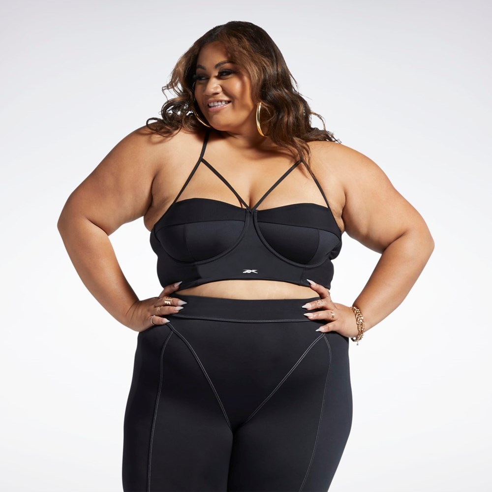 Black / White Reebok Cardi B Bralette (Plus Size) | HS4291
