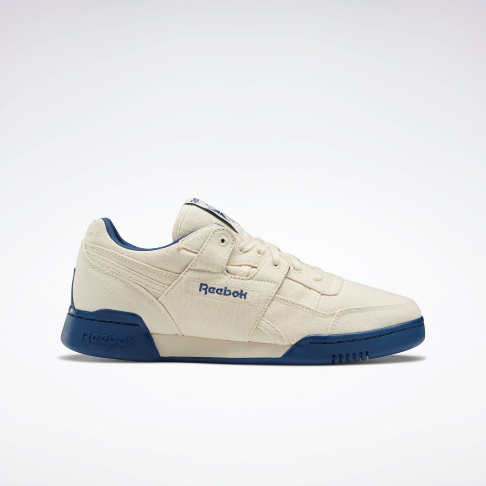 Chalk / Chalk / Batik Blue Reebok Workout Plus Shoes | GZ3653