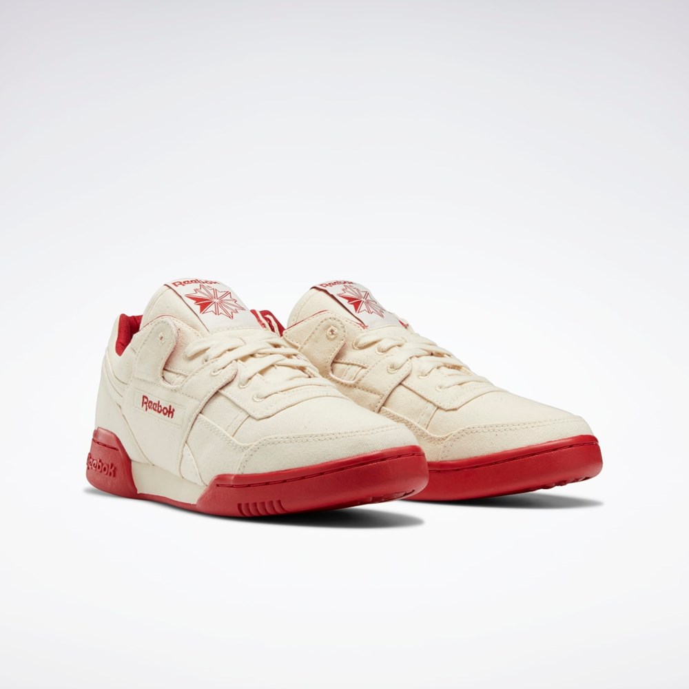 Chalk / Chalk / Flash Red Reebok Workout Plus Shoes | GZ3654