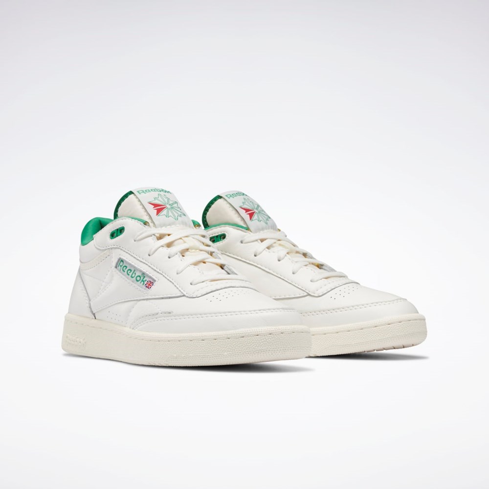 Chalk / Glen Green / Classic White Reebok Club C Mid II Vintage Shoes | H68833