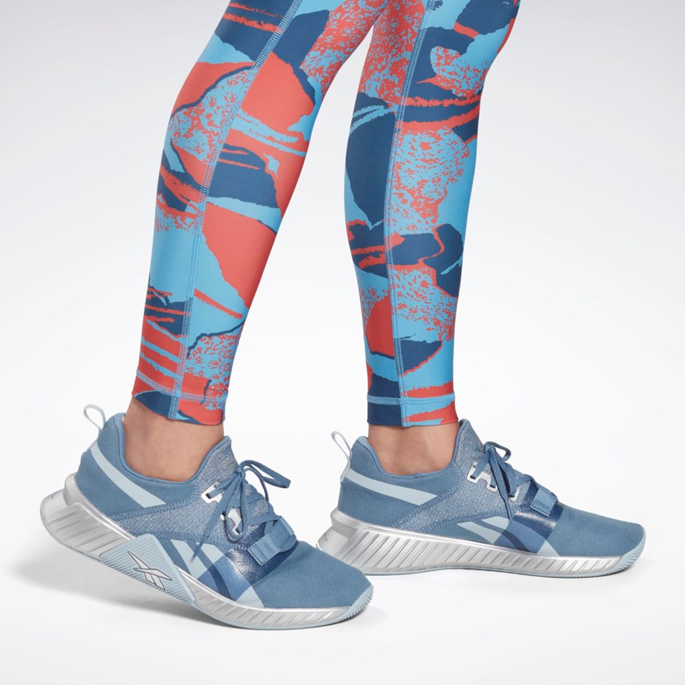 Essential Blue Reebok Workout Ready Printed Leggings | HB1048
