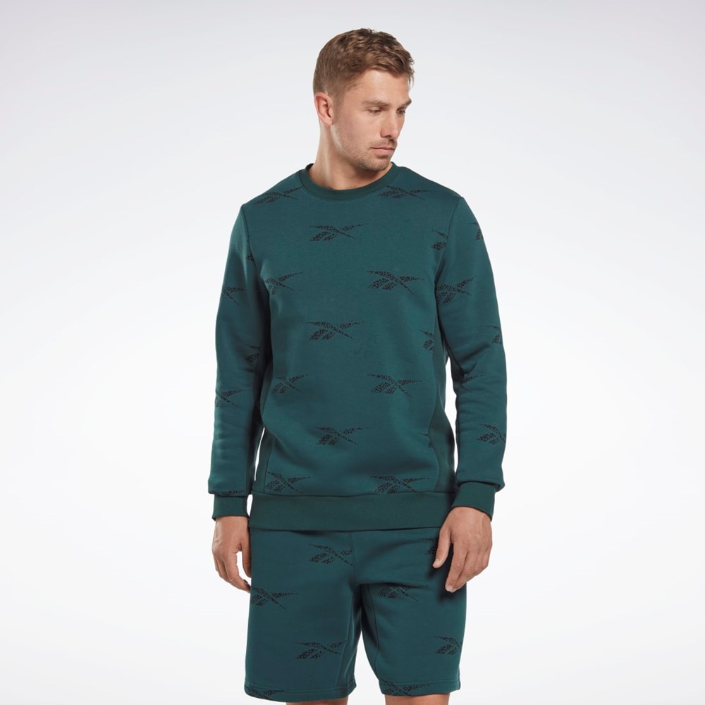 Forest Green Reebok Reebok Identity Vector Fleece Crew Sweatshirt | HM9321