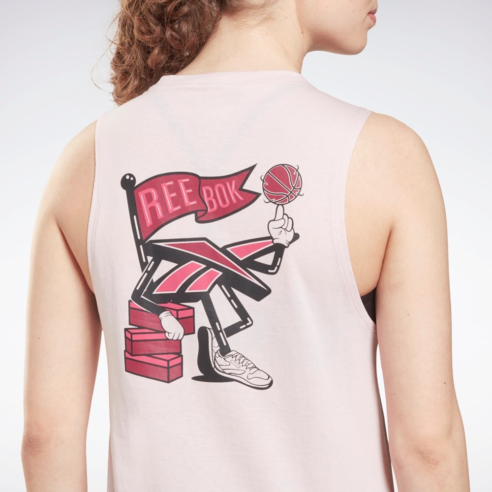 Frost Berry Reebok Training Essentials Muscle Graphic Tank Top | GU8356