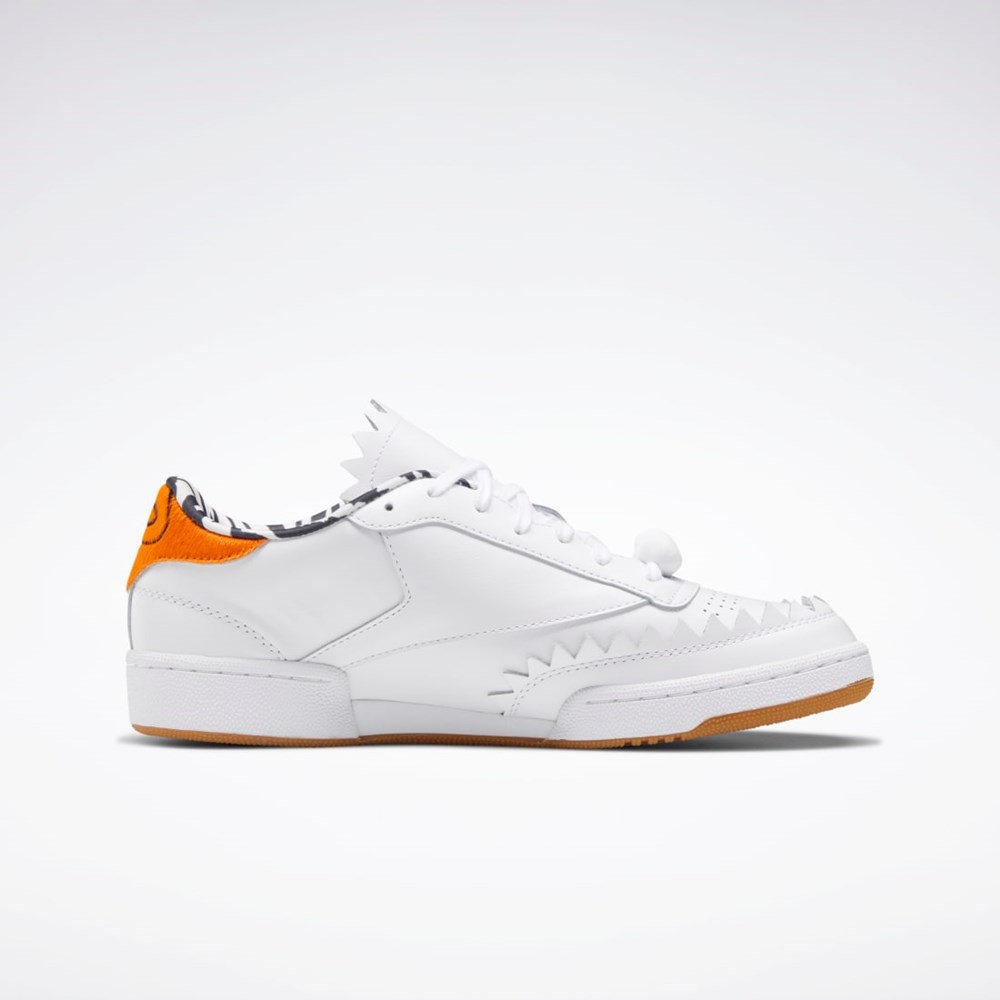 Ftwr White / Black / Thermal Orange Reebok THE FLINTSTONES Club C Shoes | GX3972