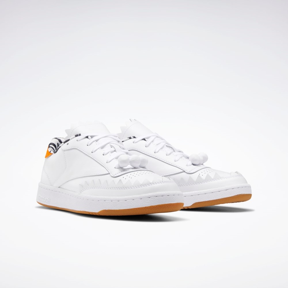 Ftwr White / Black / Thermal Orange Reebok THE FLINTSTONES Club C Shoes | GX3972