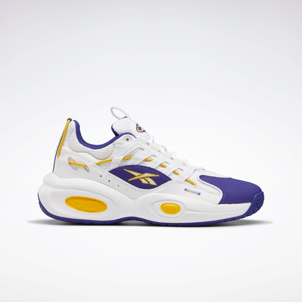 Ftwr White / Bold Purple / Always Yellow Reebok Reebok Solution Mid Basketball Shoes | GW4377