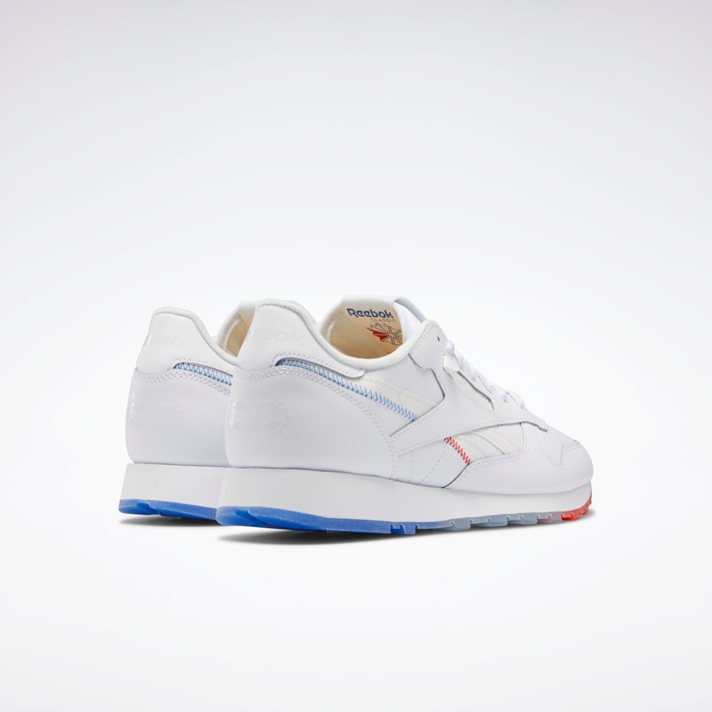 Ftwr White / Echo Blue / Instinct Red Reebok Popsicle Classic Leather Shoes | GY2430