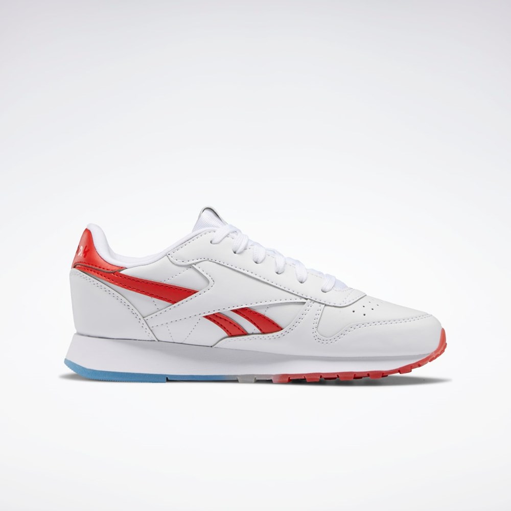 Ftwr White / Echo Blue / Instinct Red Reebok Popsicle Classic Leather Shoes - Grade School | HR1993