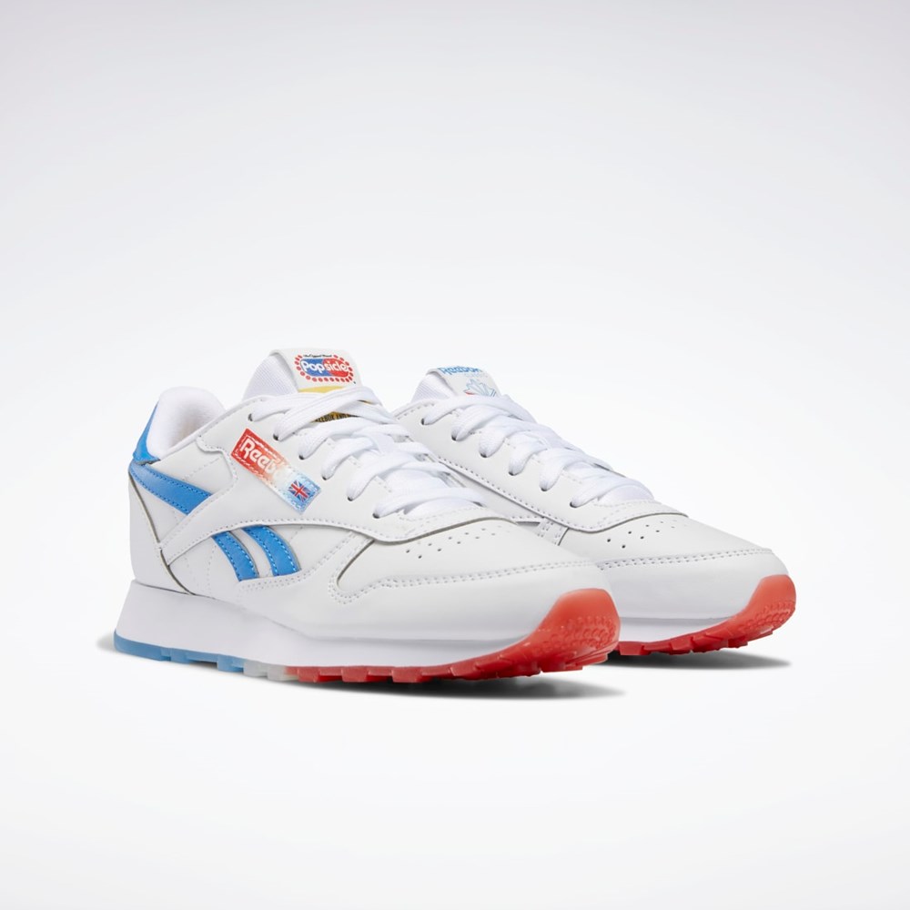 Ftwr White / Echo Blue / Instinct Red Reebok Popsicle Classic Leather Shoes - Grade School | HR1993