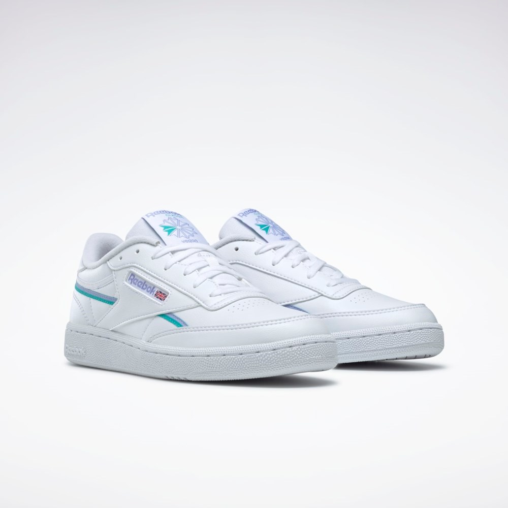Ftwr White / Lilac Glow / Classic Teal Reebok Club C 85 Vegan Shoes | GY9733
