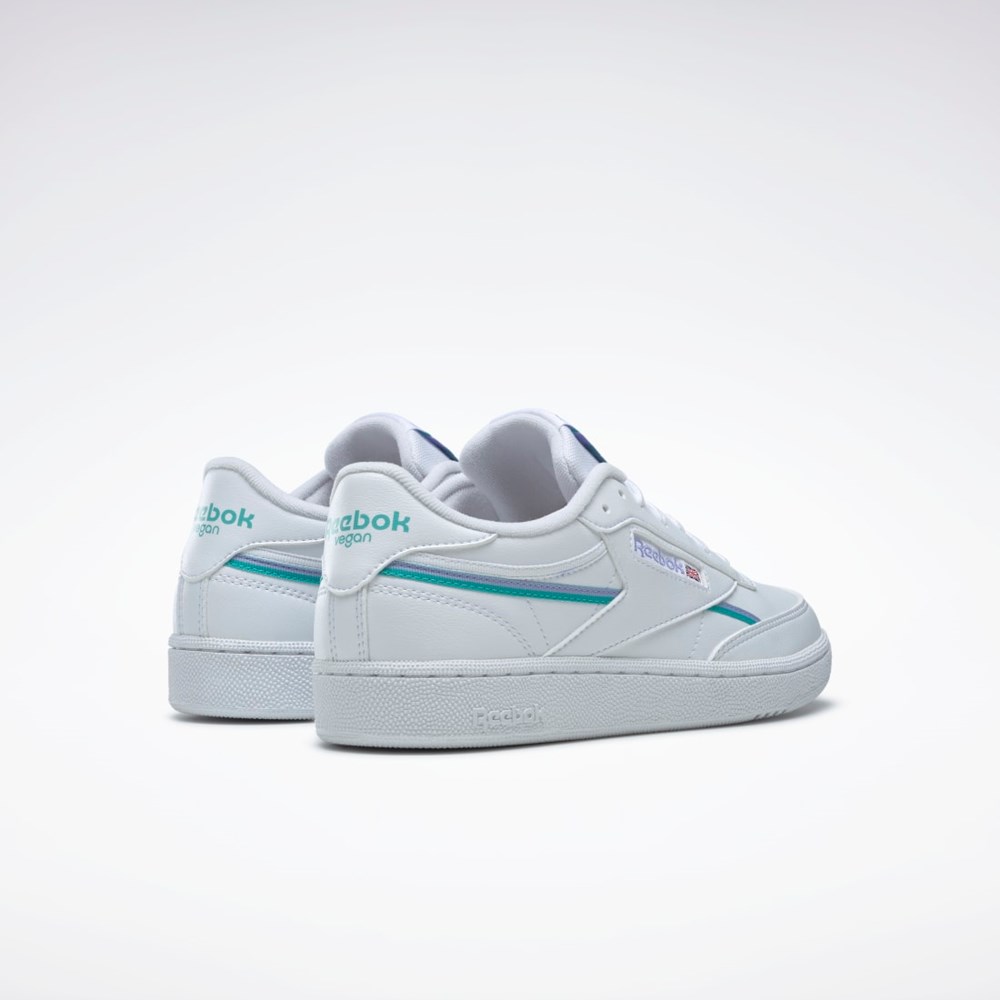 Ftwr White / Lilac Glow / Classic Teal Reebok Club C 85 Vegan Shoes | GY9733