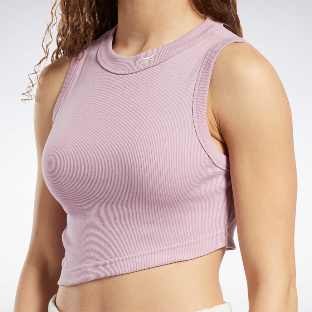 Infused Lilac Reebok Classics Cropped Ribbed Tank Top | HK4929