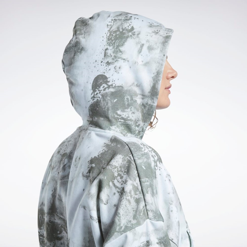 Light Sage Reebok Classics Cloud Splatter-Print Zip-Up Sweatshirt | H58674