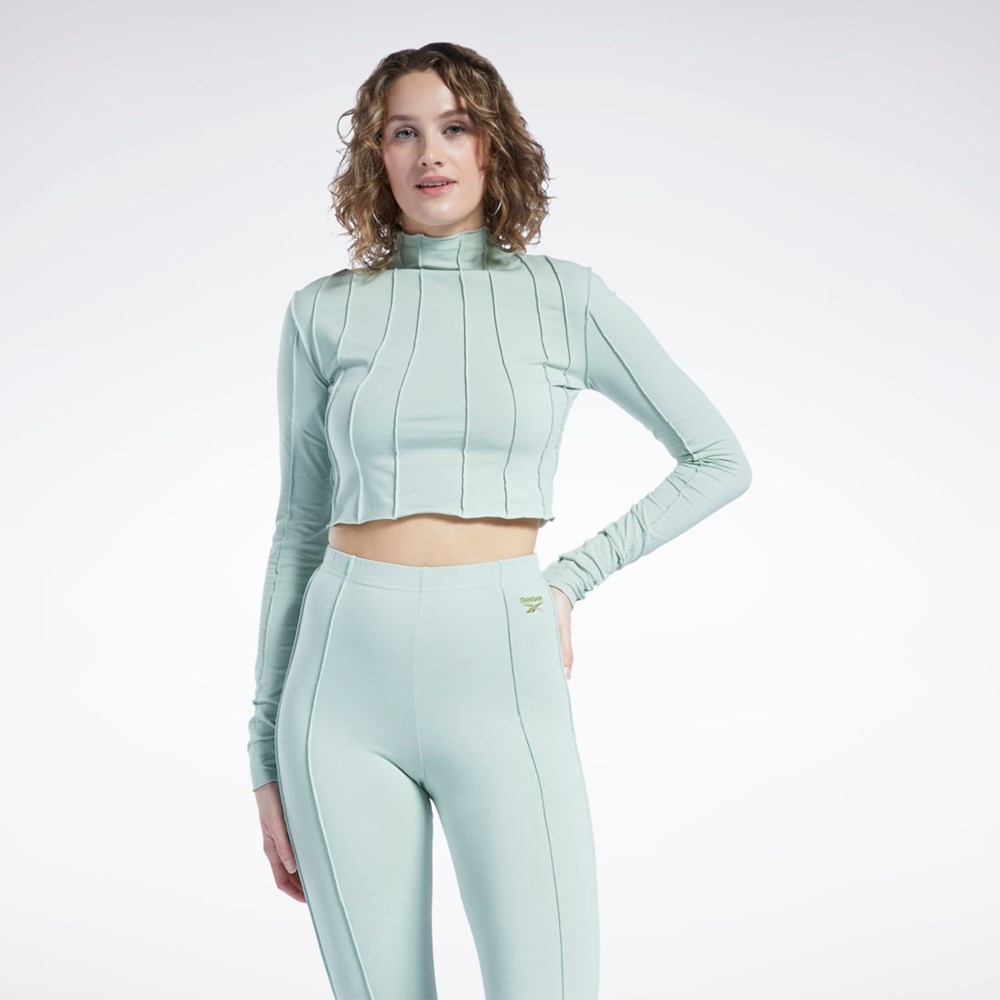 Light Sage Reebok Reebok Classics Lettuce Edge Seam Long Sleeve T-Shirt | H46798