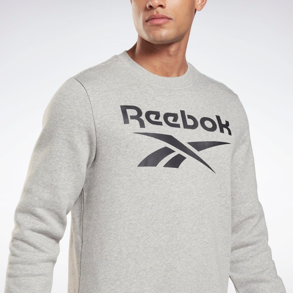 Medium Grey Heather / Black Reebok Reebok Identity Fleece Crew Sweatshirt | GS1619