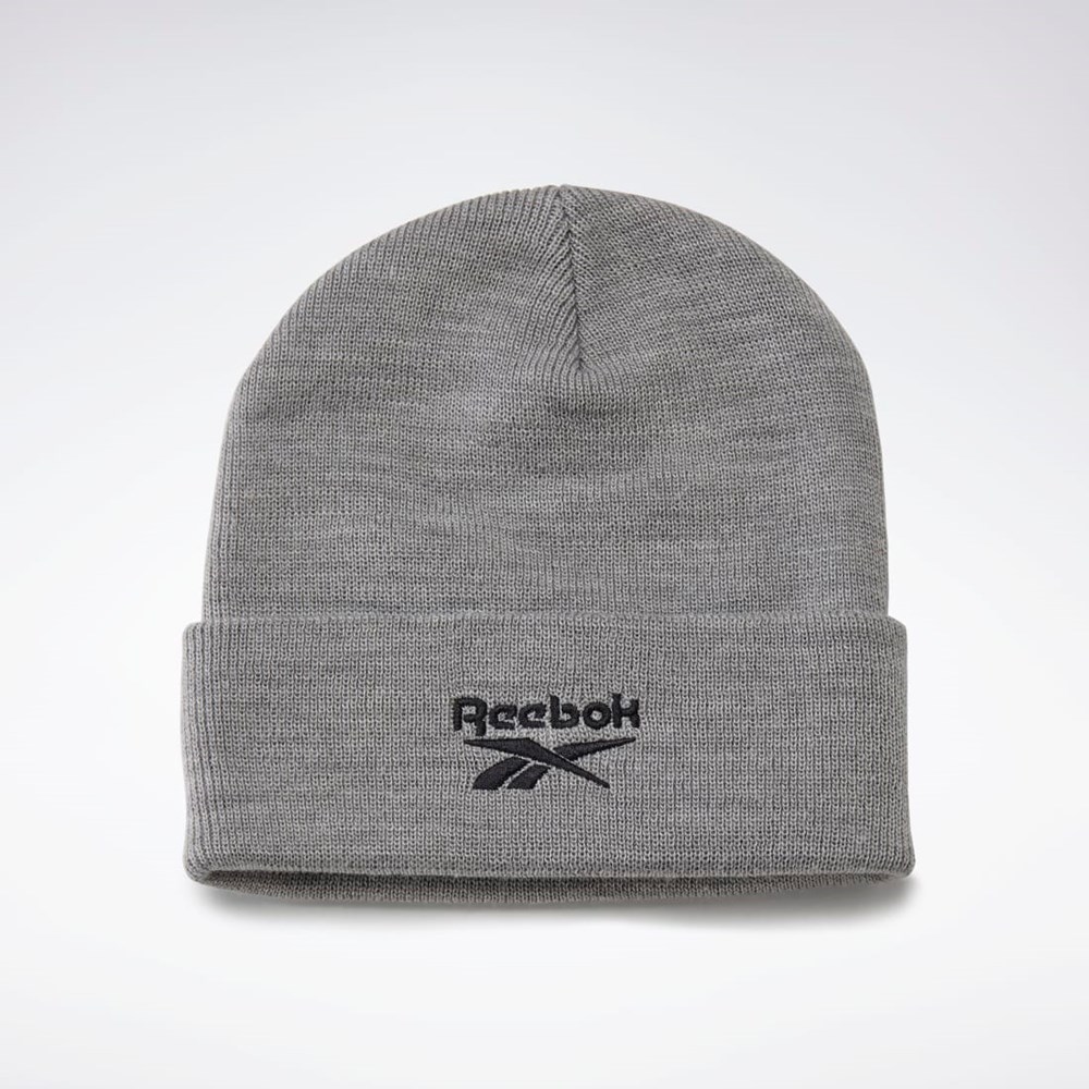 Medium Grey Heather Reebok Foundation Logo Beanie | GH0428
