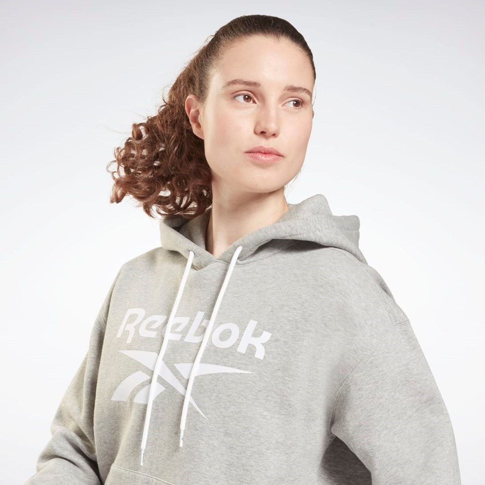 Medium Grey Heather Reebok Reebok Identity Logo Fleece Pullover Hoodie | GS9391