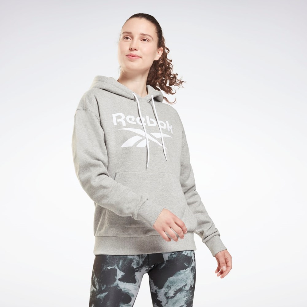 Medium Grey Heather Reebok Reebok Identity Logo Fleece Pullover Hoodie | GS9391