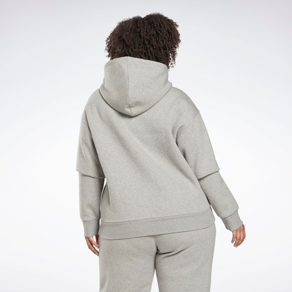 Medium Grey Heather Reebok Reebok Identity Logo Fleece Pullover Hoodie (Plus Size) | HT5854