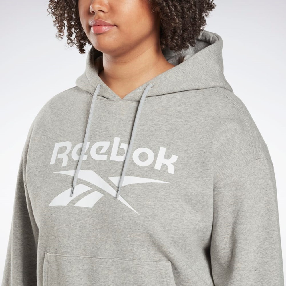 Medium Grey Heather Reebok Reebok Identity Logo Fleece Pullover Hoodie (Plus Size) | HT5854
