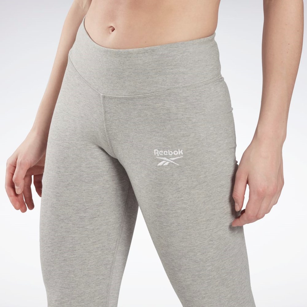 Medium Grey Heather / White Reebok Reebok Identity Leggings | GR9405