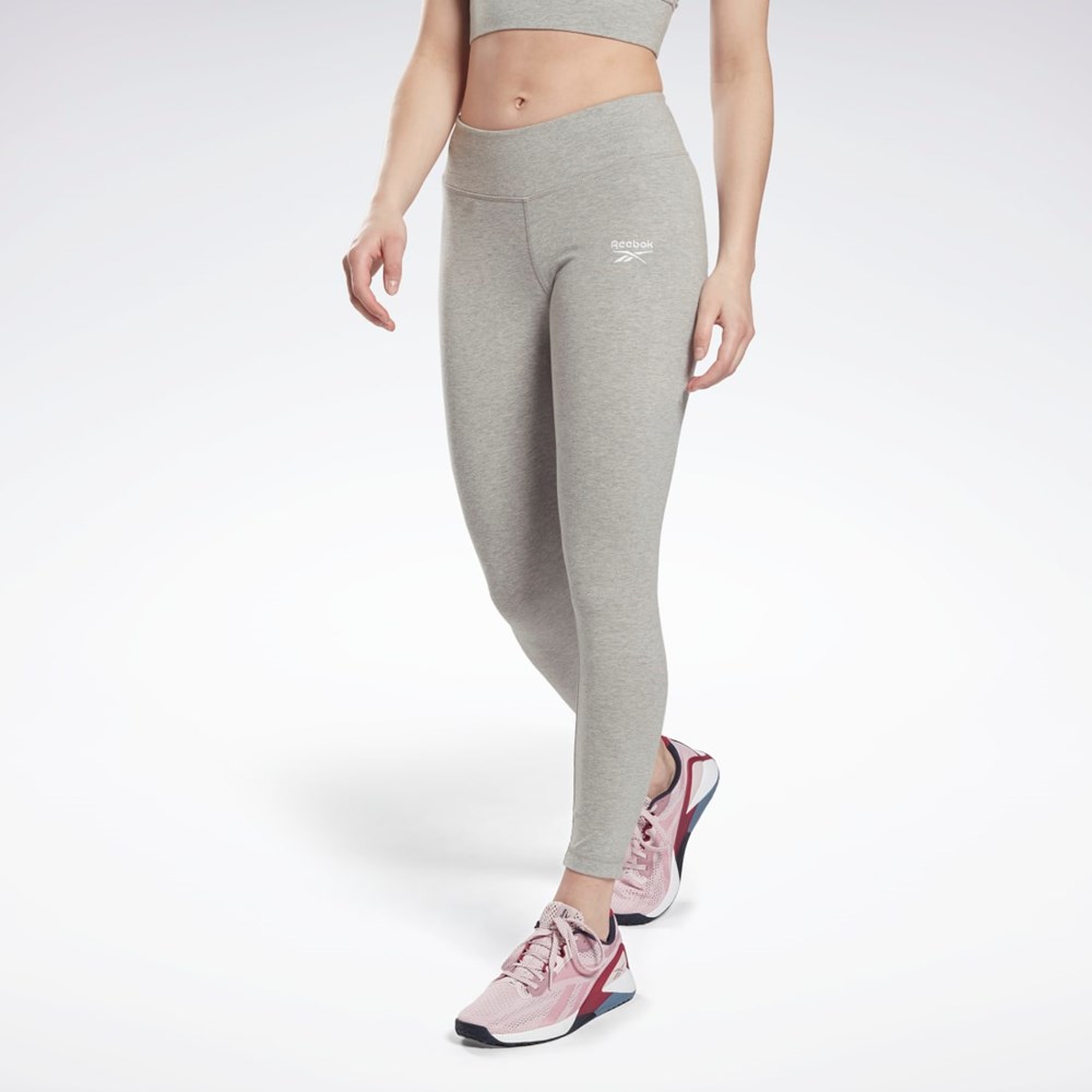 Medium Grey Heather / White Reebok Reebok Identity Leggings | GR9405