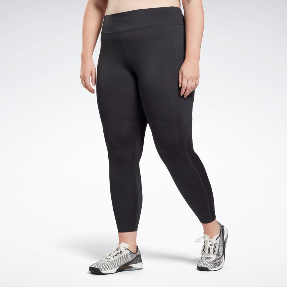 Night Black Reebok Workout Ready Mesh Leggings (Plus Size) | HB6399