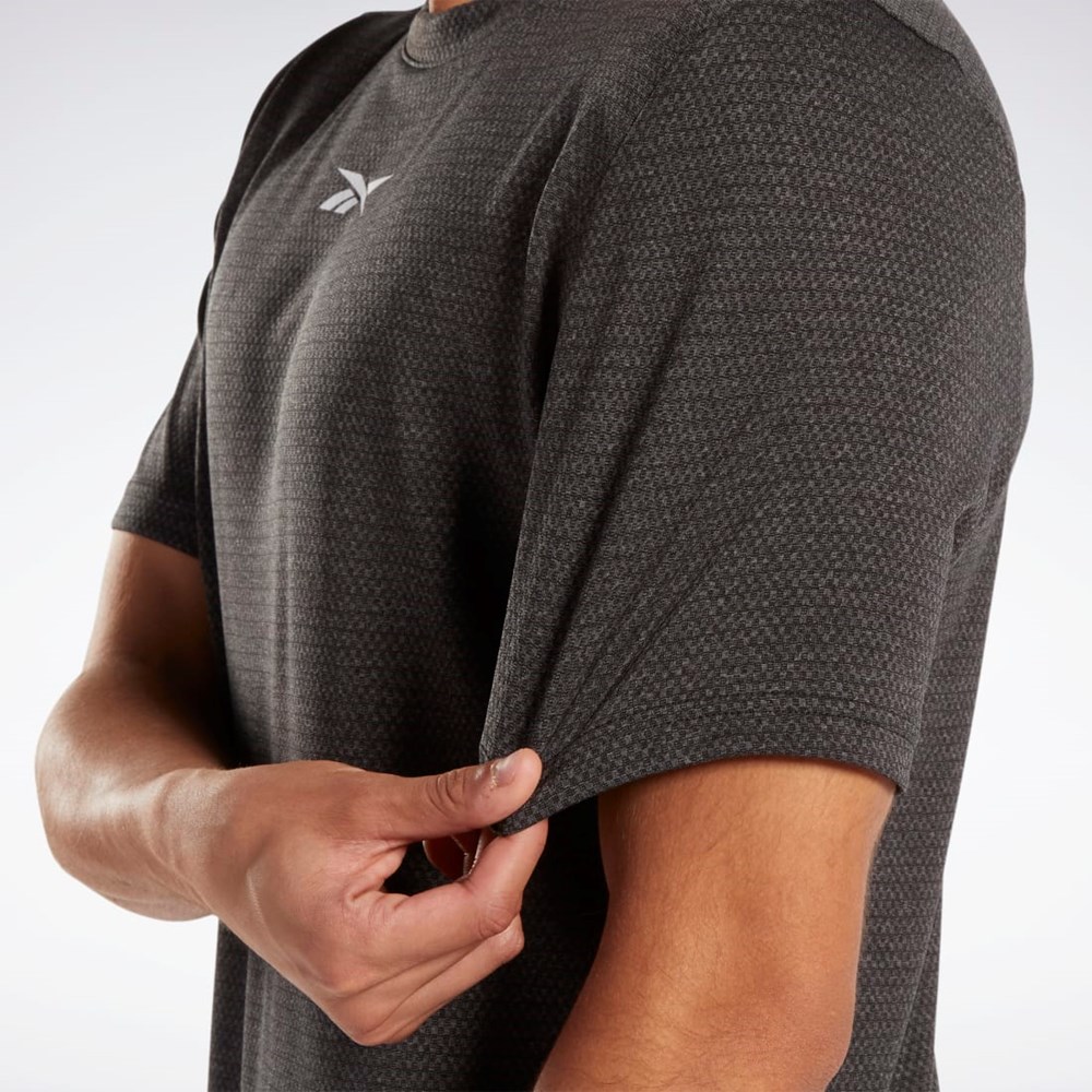 Night Black Reebok Workout Ready Mélange T-Shirt | HI0947